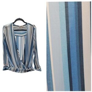 E3 by Etcetera Striped‎ Low Cut V-Neck Soft Blouse Womens Sz 12